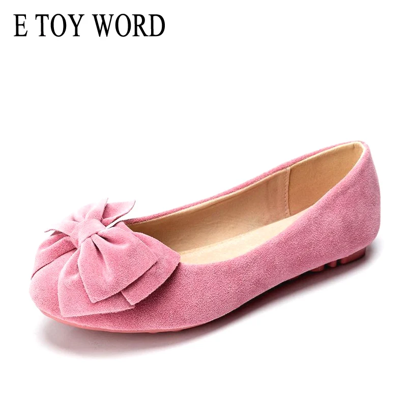 

E TOY WORD Women Bow flat Shoes Woman moccasins Spring women Single Shoes Flat Heel Soft Ballet Shoes Women Shoes Size 34-43