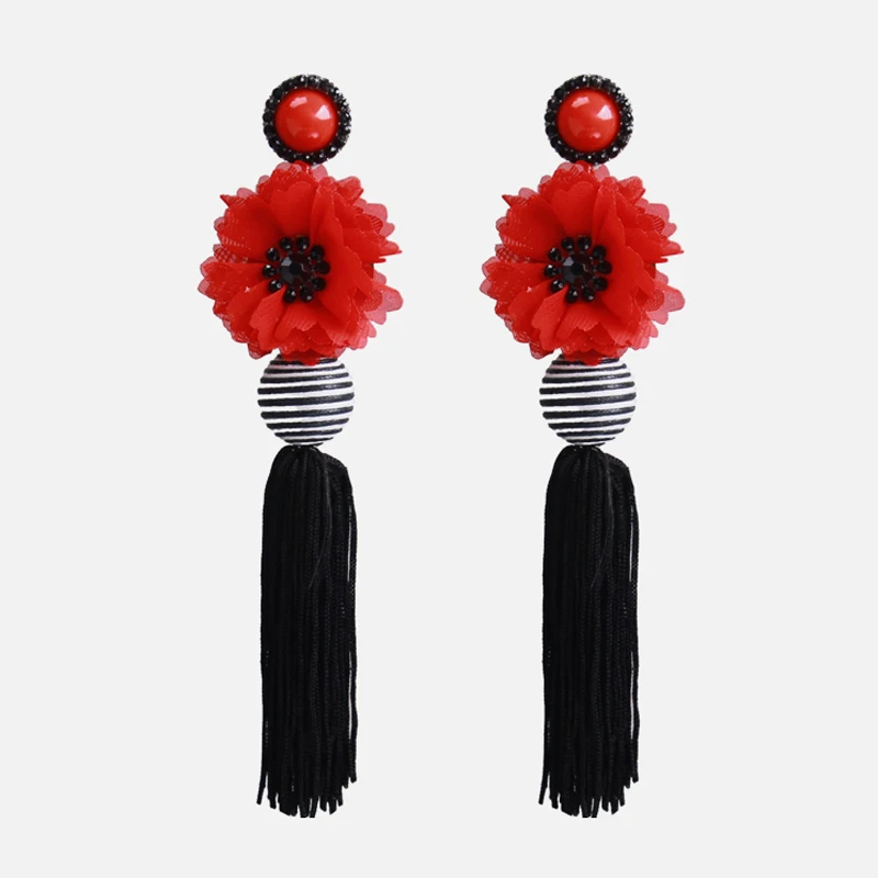 HTB1drudP6TpK1RjSZKPq6y3UpXax - Ztech Red Pendant Za Earrings 2019 Handmade Resin Flower Crystal Beads Statement Bridal Earring Party Dangle Drop Earrings Gift