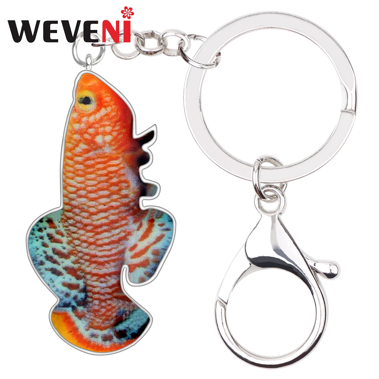 

WEVENI Enamel Metal Killifish Nothobranchiidae Key Chains Keychain Ring Ocean Sea Animal Jewelry For Women Girls Bag Charms Gift
