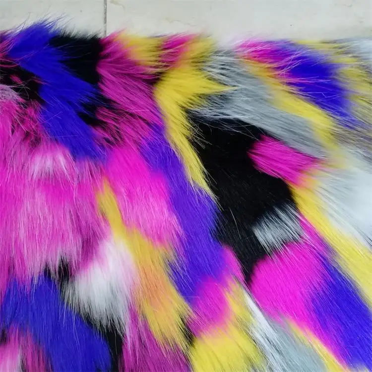 Радужный жаккардовый плюш для одежды сумки многоцветный искусственный мех(45-60 мм длина ворса