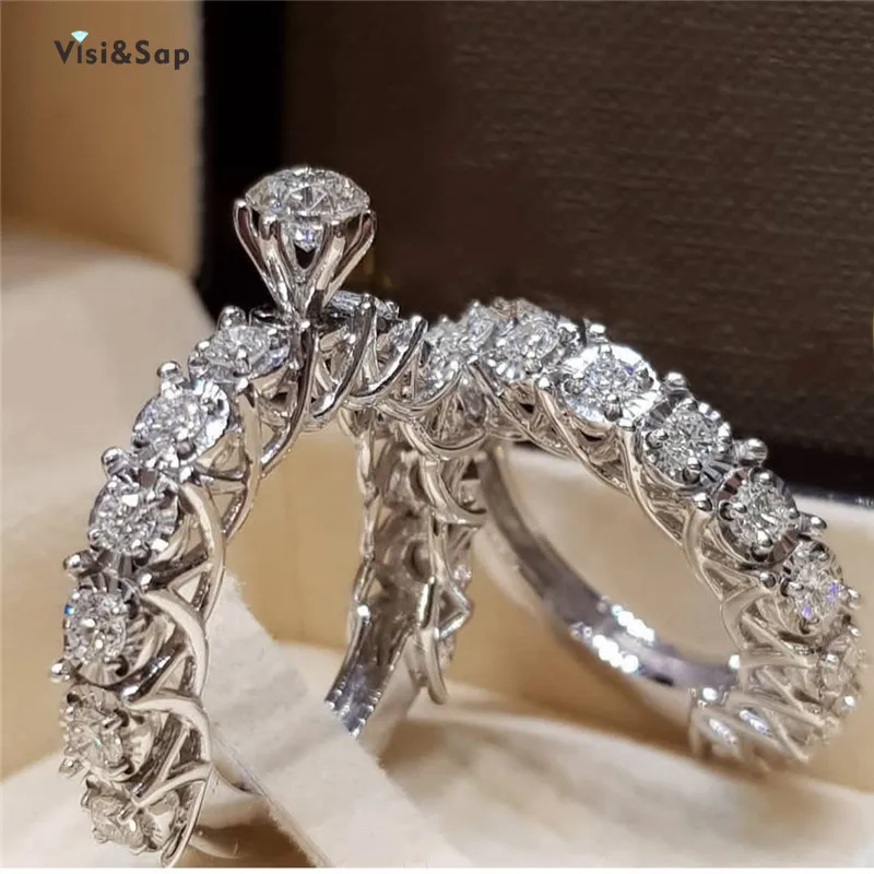

Visisap Gorgeous Bridal Sets Engagement Rings for Women Size 5-12 Dropshipping Wedding Ring Wholesale Party Gifts Jewelry B2608