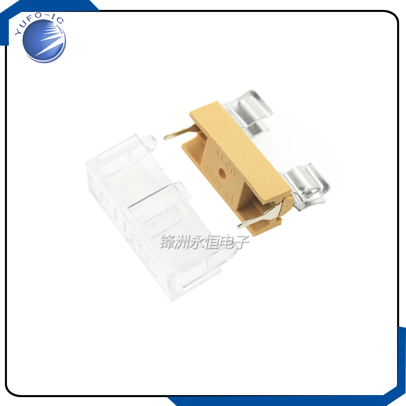 One Lot 20pcs 5*20MM Fuse Holder Clip PCB Mount Fuse Block With Transparent Cover HQ 2Pin 24mm