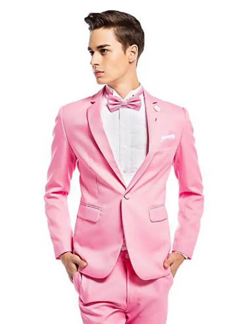 Alta Qualità Custom Made Intaglio Risvolto One Button Rosa Smoking Dello  Sposo Abiti da Uomo Vestito Da Sposa Partito di Pranzo del Vestito (Jacket  + Pants + Bo|tuxedo suit|mens quality suitsmen suit -