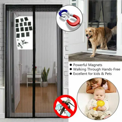 Uk Magic Curtain Door Mesh Magnetic Hands Free Fly Mosquito Bug