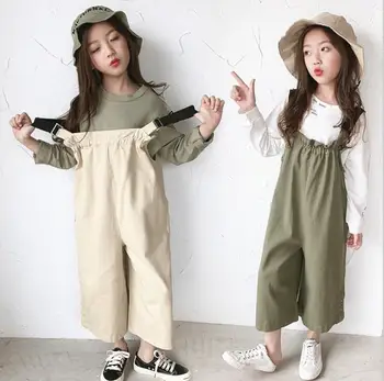

2019 new wholesale girls overalls spring fashion girls wide pants 4-9t B285