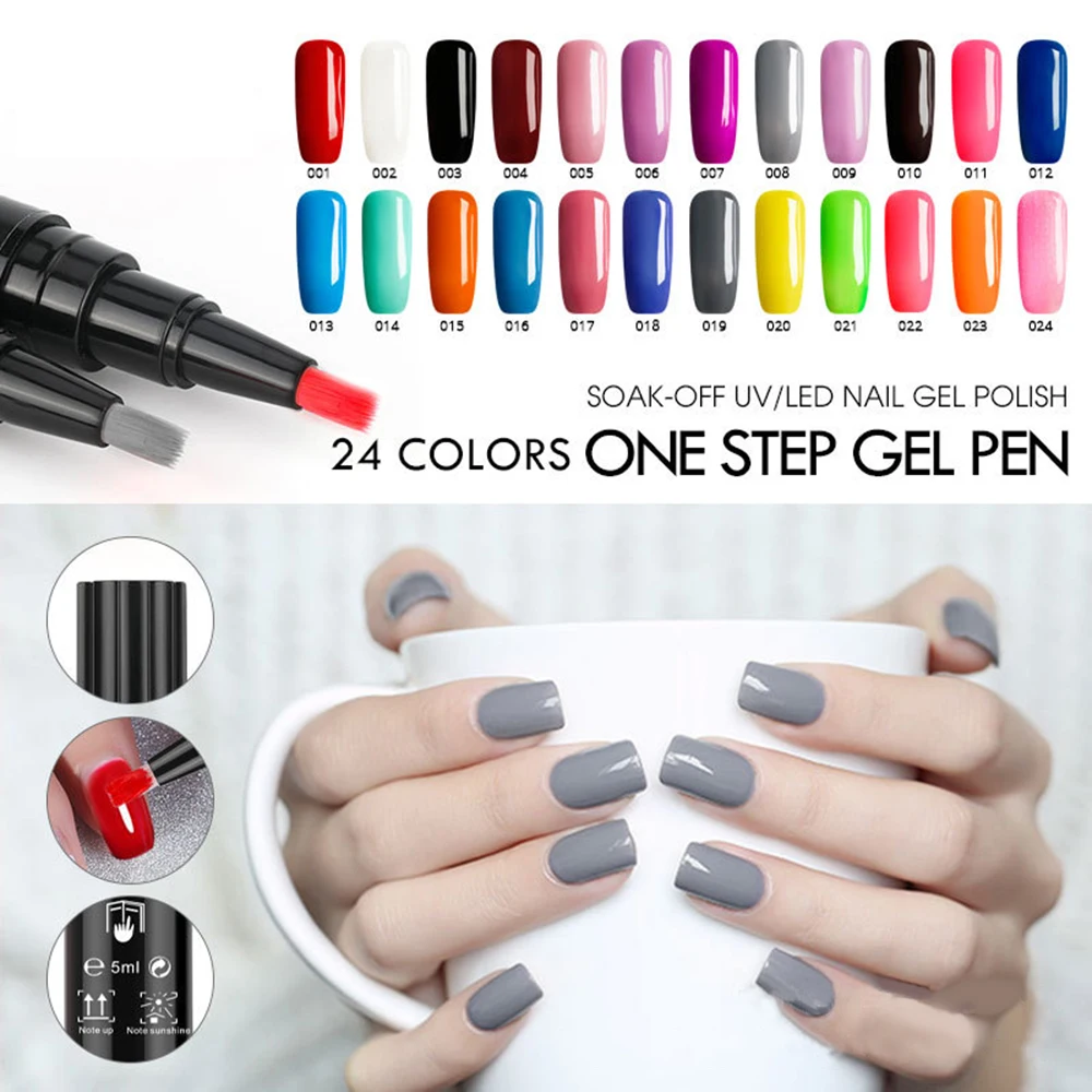 

3in1 Nail Gel Painting Varnish Pen One Step Nail Gel Polish Easy To Use UV Gel Lacquer Easy To Use Not Need Base Top Coat Primer