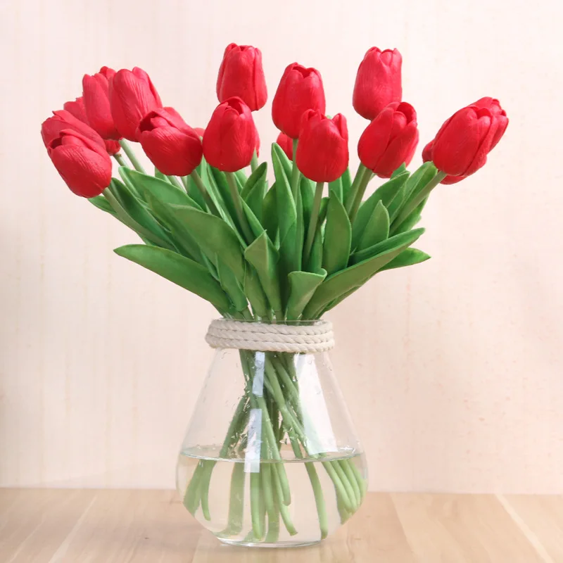 1 шт красоты реальные цветы латексные тюльпаны искусственные букет поддельные цветок букет невесты декоративные цветы для свадьбы