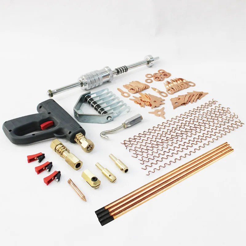 71pcs spot welding electrodes dent puller kit car body repair tools spotter welder gun removing straightenging dents remover