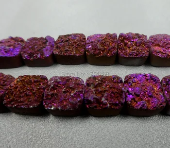 

2017 Gift idea 10mm 12mm Purple Beautiful Titanium Druzy Stone Coin Beads Pendants Drusy Quartz Flat Round Beads Jewelry Making