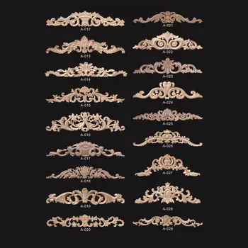 

130CM Retro Vintage Natural Wood Appliques for Furniture Cabinet Unpainted Wooden Mouldings Decal Vintage Home Decor Decorative