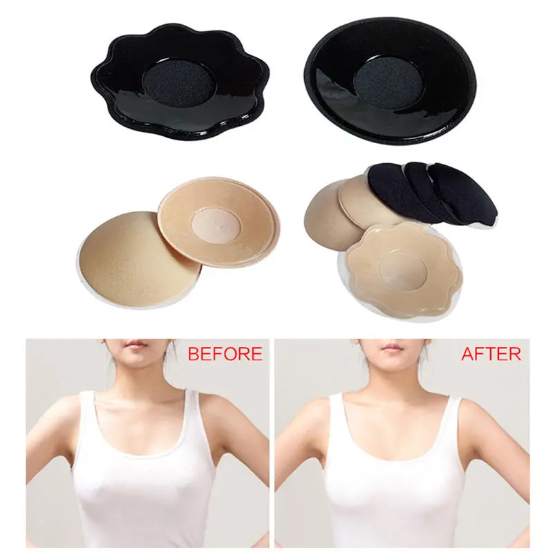 

1 Pair Silicone Bra Bikinis Stick Breast Pad Reusable Self Adhesive Bra Pad Chest Stickers Nipple Cover Invisible Intimates