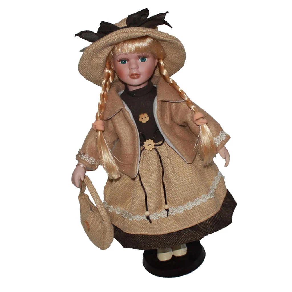 Винтаж 16 дюймов в викторианском стиле фарфоровая кукла девочка Коллекционные вещи статуэтки, украшение