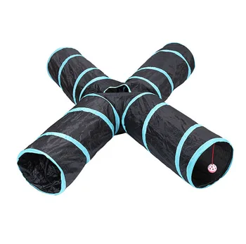 

PETKITTY 4 Holes Pet Cat Tunnel funny Toys Foldable Pet Tent Nest Toys with ball Indoor Outdoor Rabbit Play Pet Cat Training Toy