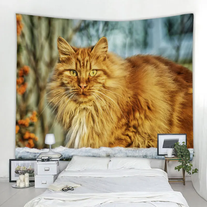 Милое изображение кошки Красивая МАНДАЛА ГОБЕЛЕН навесной пляж полотенце, домашний декор Гобелены гостиная спальня диван одеяло