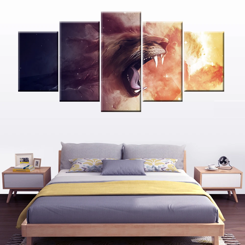 5 panel abstract flame cello music modular picture canvas artist residential decorative wall | Дом и сад