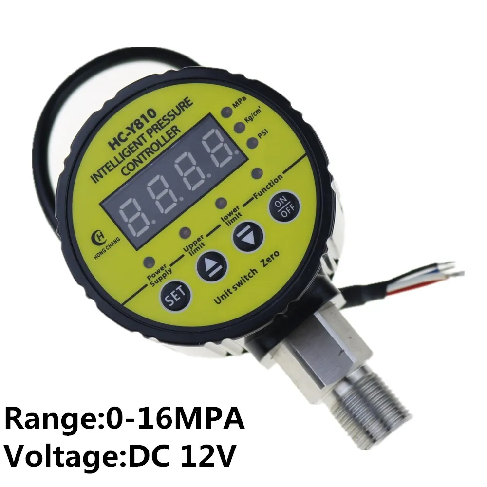 

DC 12V 0-16 MPA Digital electric contact pressure gauge digital pressure gauge radial leakage short circuit protection M20 x 1.5