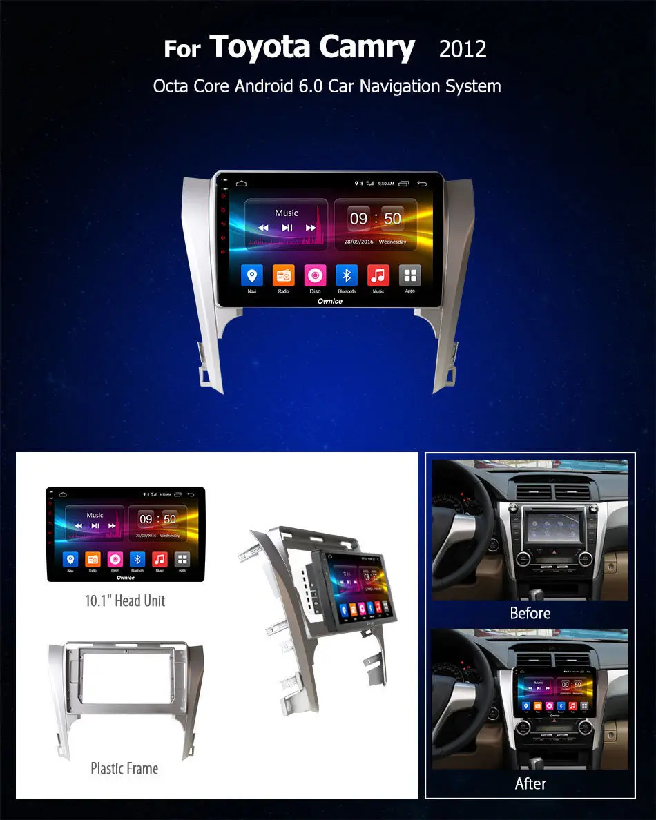 Cheap Android 8.1 Intelligent System Unit 10.1" inch IPS Video Screen radio DVD GPS stereo player for Toyota Camry 2012 DAB+ DVR TPMS 2