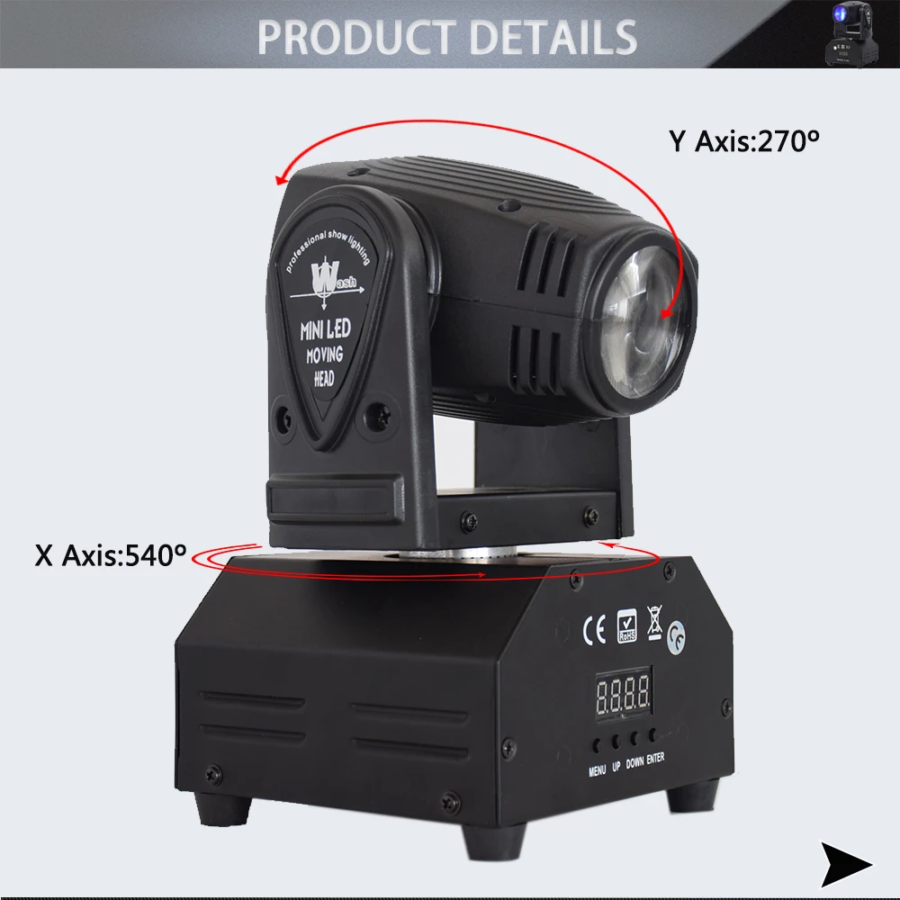 Мини-светильник с движущейся головкой 10 Вт светодиодный RGBW 4в1 DMX 512 11/13 каналов стробоскоп профессиональное DJ оборудование(2 шт./лот