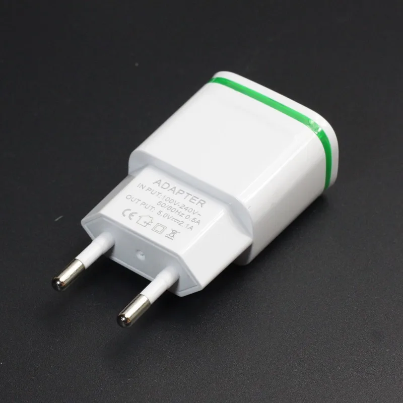 AIXXCO 5V 2A EU Plug LED Light 2 USB Adapter Mobile Phone Wall Charger Device Quick Charge QC 3.0 Mobile Charger Fast Charger airpods usb c