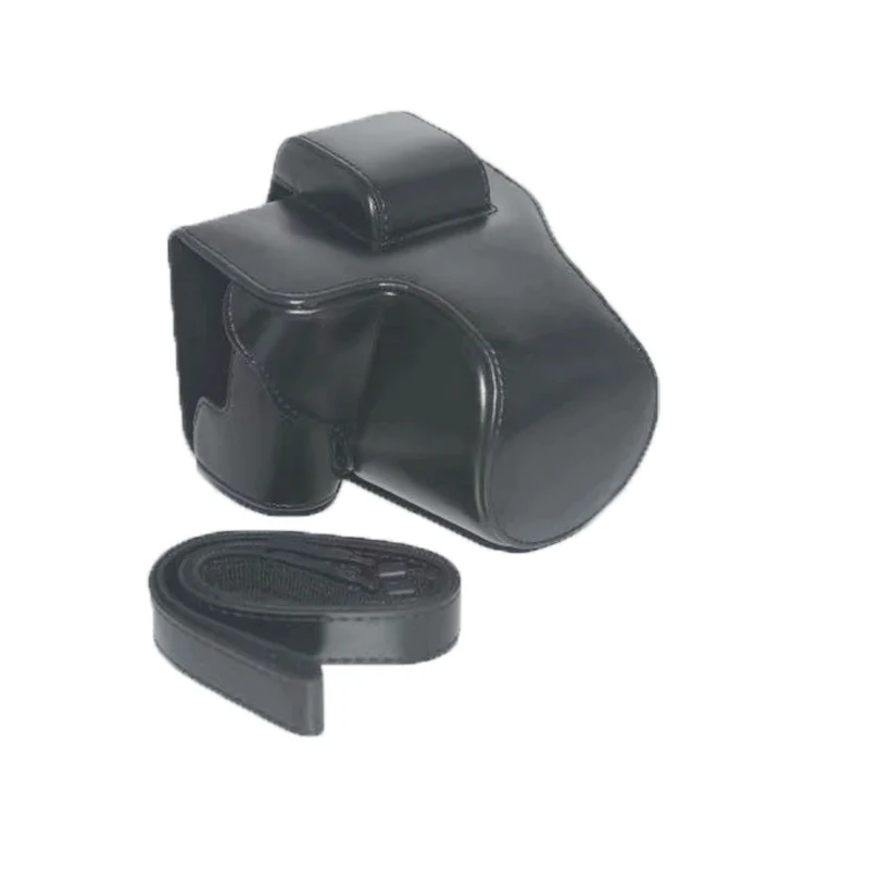 Новая сумка для камеры для Canon EOS M50 EOSM50 из искусственной кожи чехол для камеры с ремешком - Цвет: Black