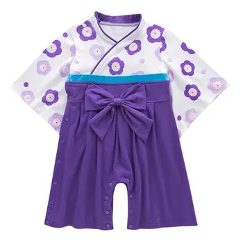 

Kid Clothes Infant Baby Girls Flower Kimono Bow Romper Traditional Costumes Japanese Clothes Romper Set Girl Body Dzieck