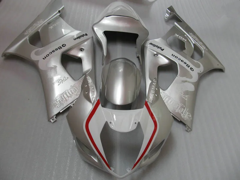 Мотоциклетный вставной обтекатель комплект для SUZUKI GSXR1000 K3 03 04 GSXR 1000 2003 2004 ABS белого и серебристого цвета Обтекатели+ подарки SK31