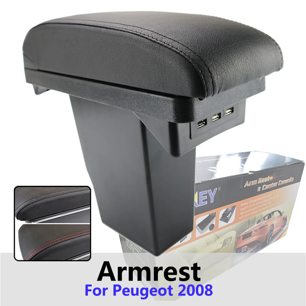 

Xukey Central Armrest For Peugeot 2008 Console Center Black Storage New Car Styling Box Ashtray Modification