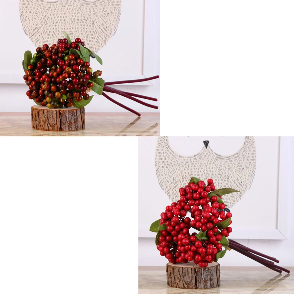 2 Sets Artificial Berry Branch Decorative Berries DIY Christmas Wreath Accessories Fake Red berries Christmas Decoration
