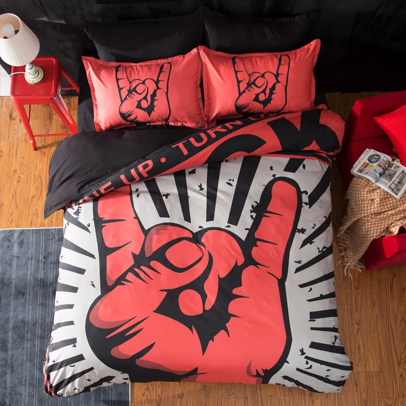 

gesture bedding printed duvet cover set single twin queen king size 3/4PC comforter simple kids pillowcases adult home textile