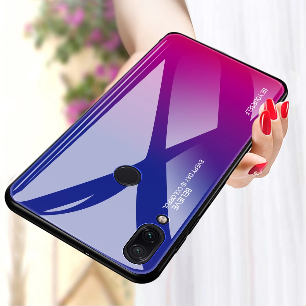 

Gradient Glass Phone Cases For Xiaomi Mi A1 A2 Lite 8 6 mix2s max3 POCO F1 Silicon Case on Redmi 6A Note 7 5 6 Pro Cover Housing
