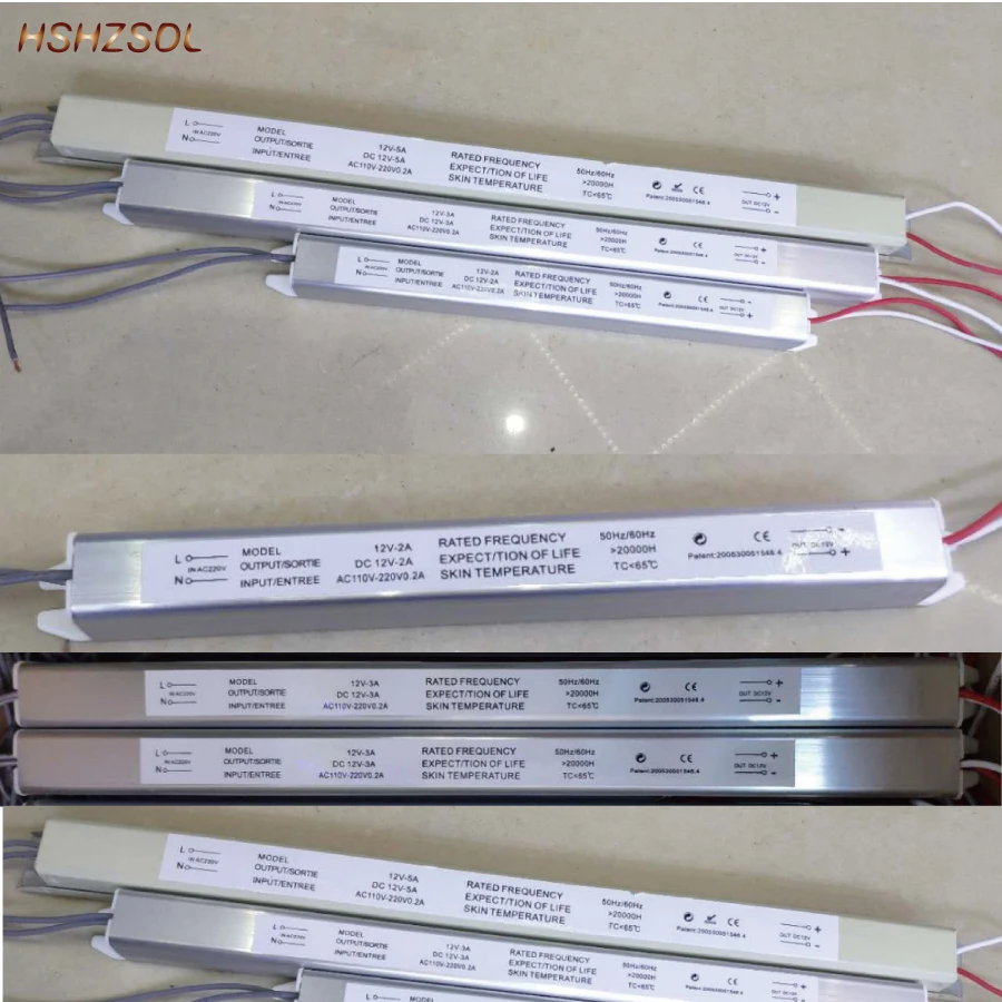 DC12V Светодиодный драйвер 2A 3A 5A ультратонкий импульсный источник питания Светильник ing трансформатор 18 Вт 24 Вт 36 Вт 48 Вт 60 Вт для светодиодных