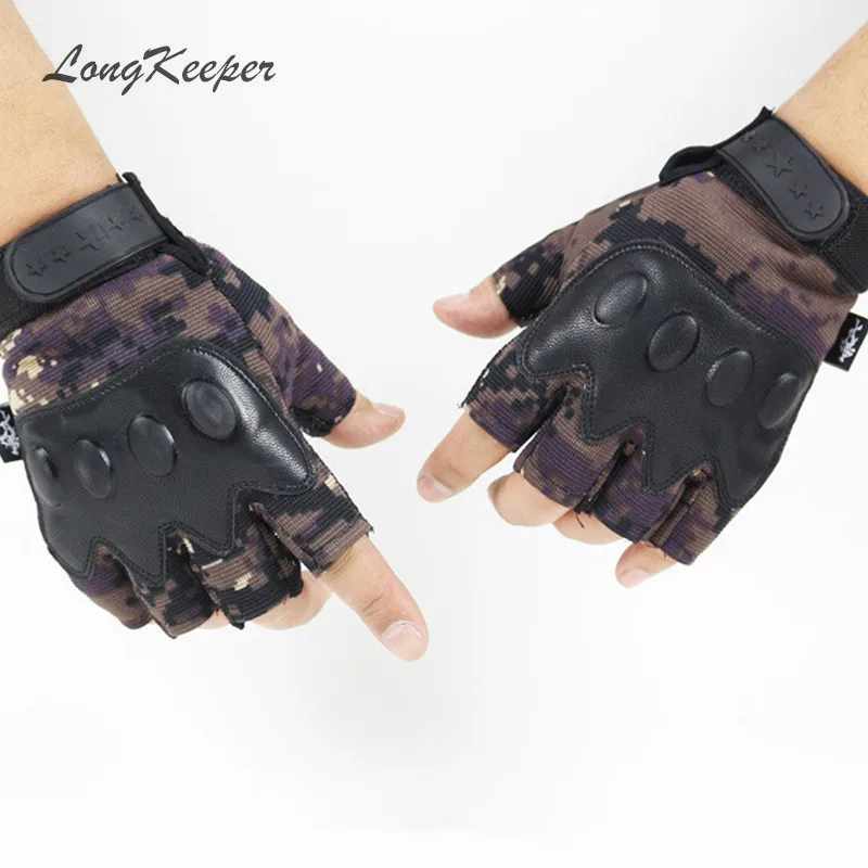 

LongKeeper High Quality Fingerless Gloves Army Military Half finger Gloves Tactical Mittens for Men Women Latex Guantes SXJ105
