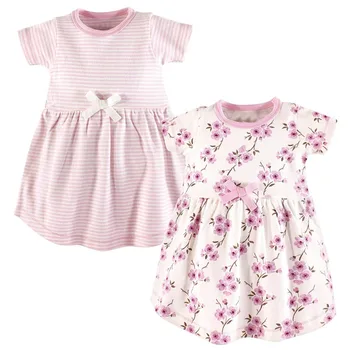 

Newborn Baby Girl Dress Flower Print Dress 2PC Baby Girl Dresses 2019 New Summer Girls Dresses Pink Floral vestidos A1