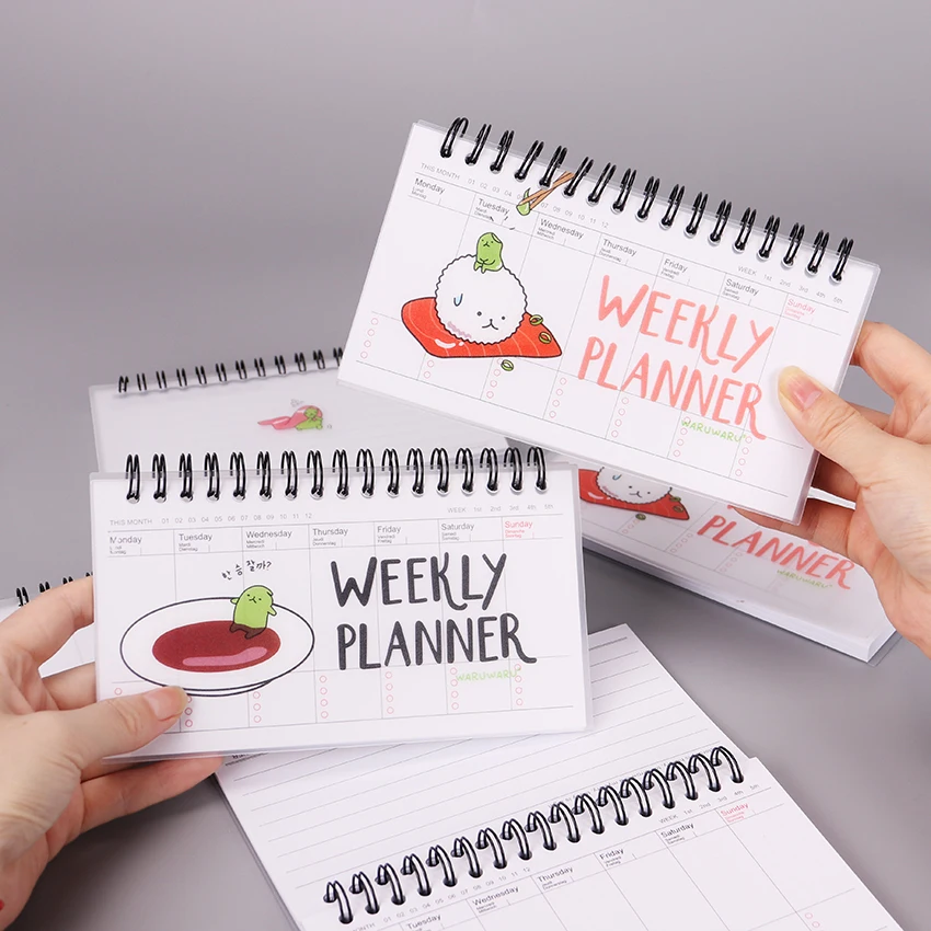 

Japanese Cuisine Cartoon PVC Weekly Planner Coil Notebook Diary Day Planner Journal Record Stationery Office School Supplies