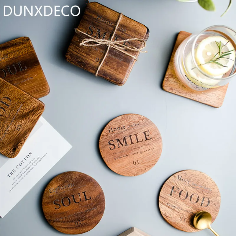 Настольная подставка для кофейной чашки DUNXDECO подставки из черного ореха