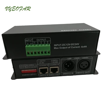 

New 4CH DC12-24V Led RGBW DMX512 Decoder led DMX controller, RGB LED DMX512 decoder 4 Channel * 4A for LED Strip Light Usage