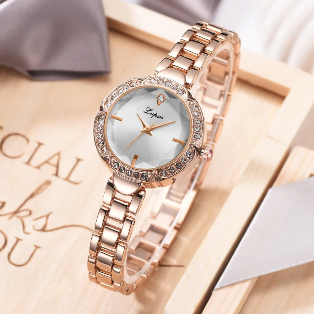 Роскошный горный хрусталь браслет часы кварцевые наручные часы LVPAI Лидер продаж Для женщин часы Элегантный Изысканный наручные часы с маленьким циферблатом подарок часы
