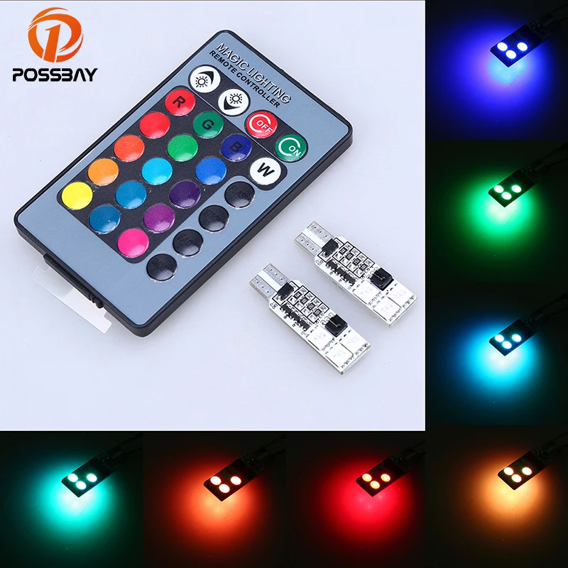 

POSSBAY 6 LED / 12LED 5050 SMD T10 RGB Color Changing Lamp Car Interior Light +Remote Control