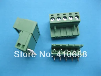 

100 Pcs Angle 5 way/pin Pitch 5.08mm Screw Terminal Block Connector Pluggable Type Green 2EDCK-2EDCR-5.08
