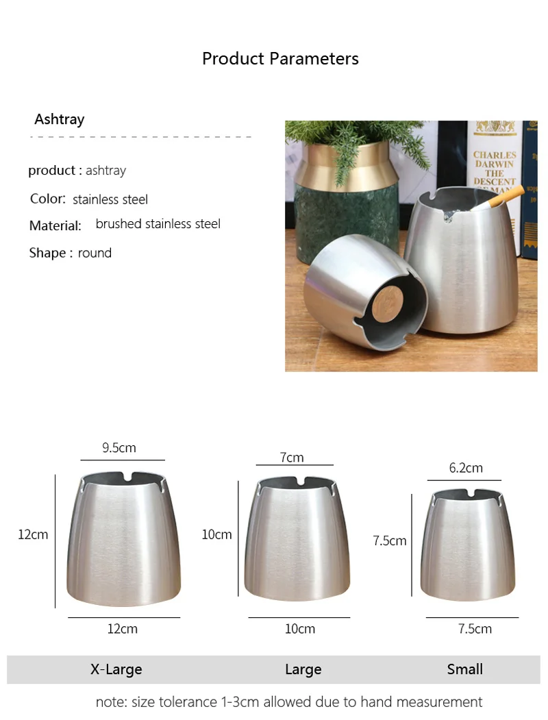 Outdoor Ashtray Windproof Stainless Steel With Lid Gift Cigarette Lighters Smoking Accessory Ash Holder Tray For Home Decor Yard Ashtrays Aliexpress
