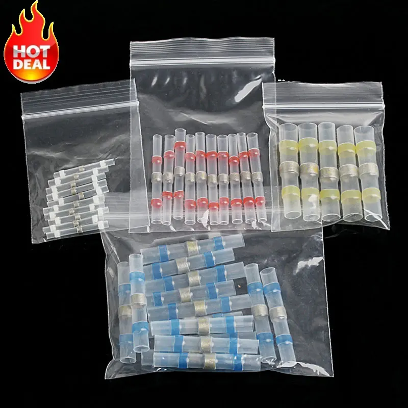 40pc Solder Sleeve Heat Shrink Tube Wire Terminals Connectors Waterproof 4 Sizes