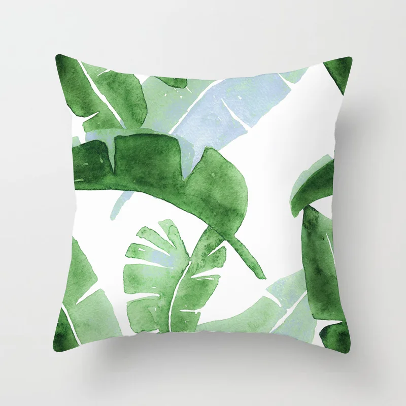 Elife тропический зеленые листья подушка с изображением кактуса, полиэстеровая накидка с Спальня декоративные для дивана автомобильное кресло подушка диванная подушка чехол размером 45*45 см