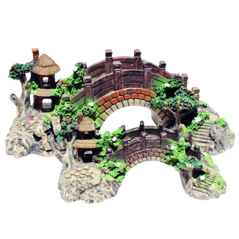 Mountain View Aquarium Rockery Hiding Cave Tree Fish Tank Ornament Decoration Creative Underwater Bridge Landscape noMC7 (8)