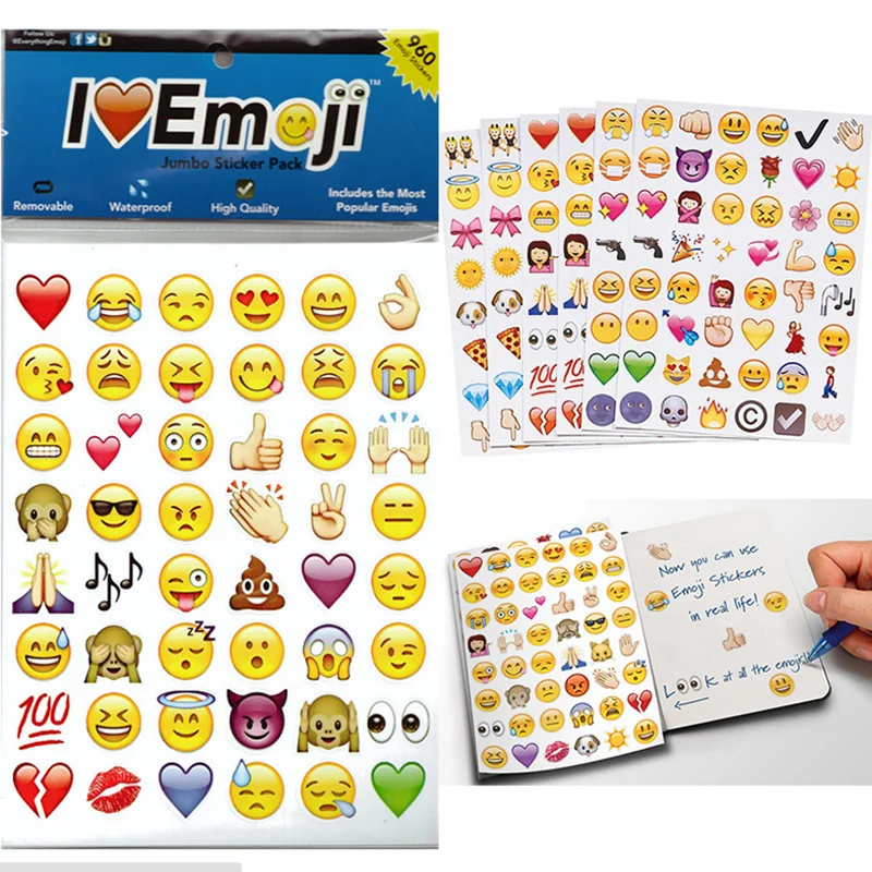 19 Sheets Cute Sticker Emoji Smiley Face Stickers Toys For Notebook Scrapbooking Vinyl Chancery Stickers on Laptop Cars Decor