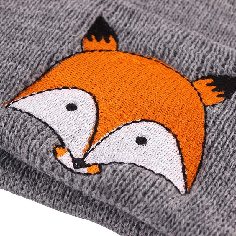 Cute Cartoon Fox Printed Knitted Winter Hats Kids Soft Warm Caps Beanies Girls Boys Unisex Children's Hat Bonnet Gift kids winter hat
