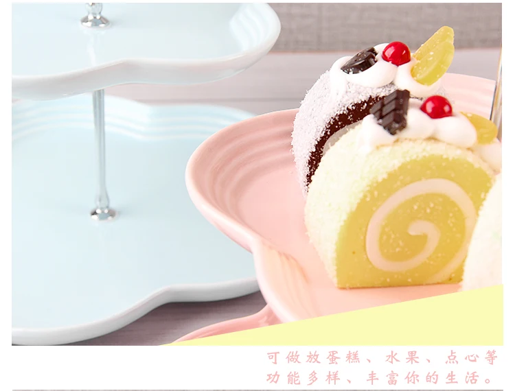 Fruit Dishes Ceramic Cake Plate Sets 3 Layer Pastry Candy Snack Tray Kitchen Accessories Fruit Tray Home Decoration