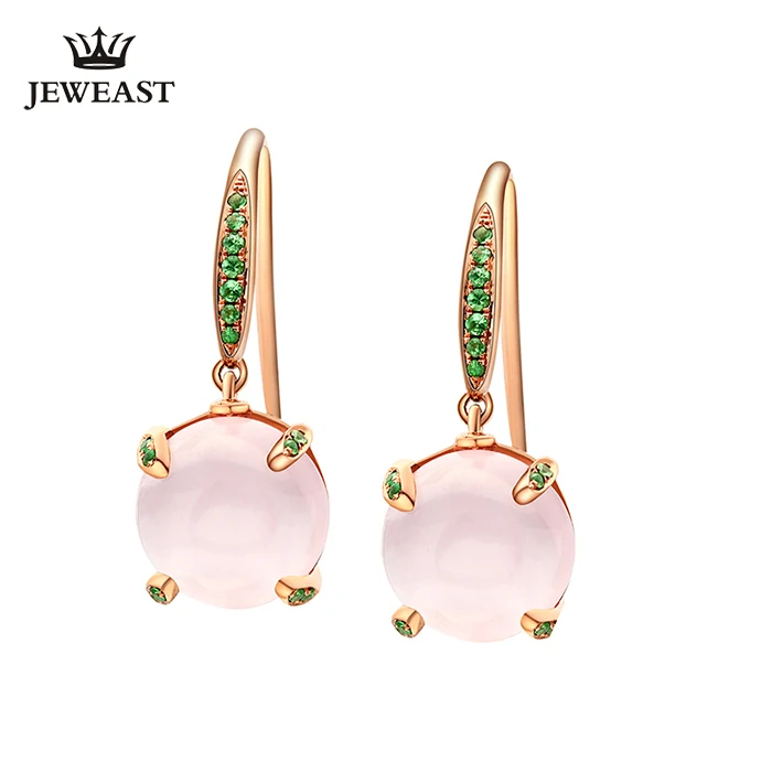 

Natural hibiscus stone 18K Pure Gold Earring Real AU 750 Solid Gold Earrings Diamond Trendy Fine Jewelry Hot Sell New 2019