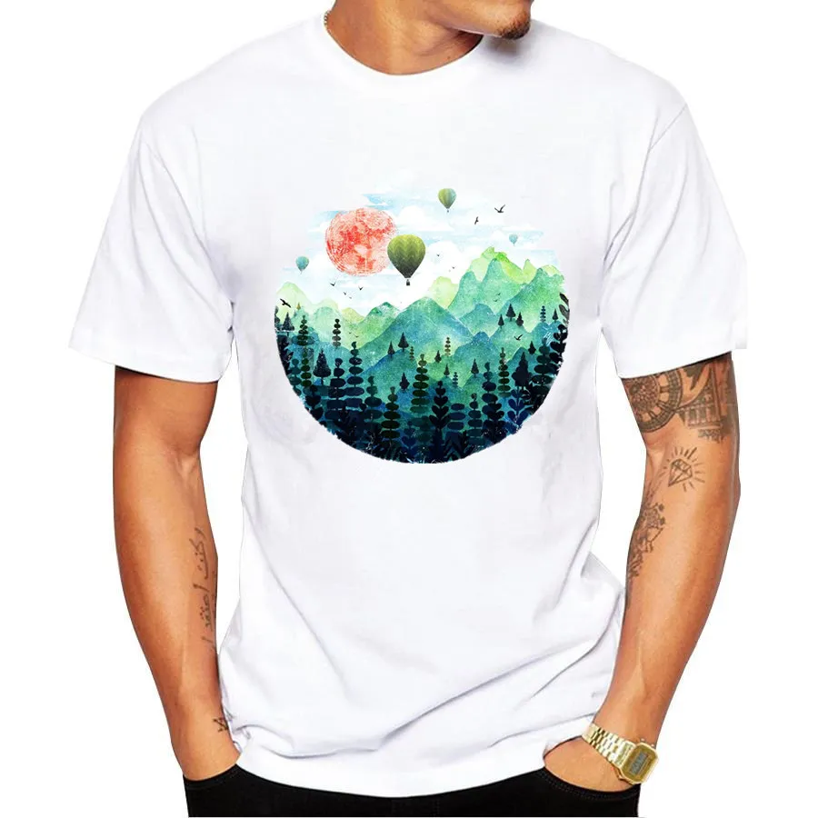 2017 New fashion Men t shirts ROUND SCAPE Printed male funny t shirt for men brand summer tshirt 