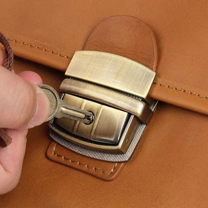 Nesitu Анти-Вор коричневый толстый натуральной Crazy Horse кожаный деловой мужской портфель сумки-мессенджеры M7397