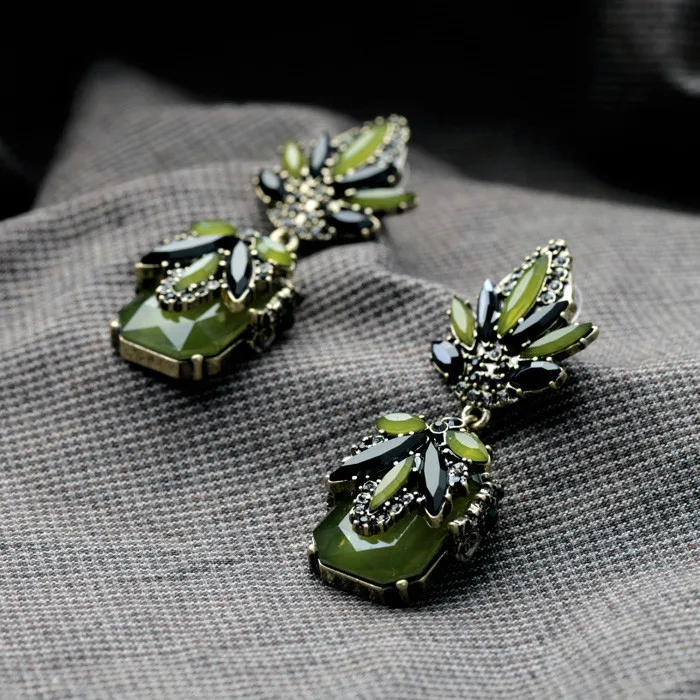 Новинка года бренд brincos vintage темно-зеленые серьги Качели, серьги с болтающимися частями для серьги-гвоздики в форме снежного с фабрики